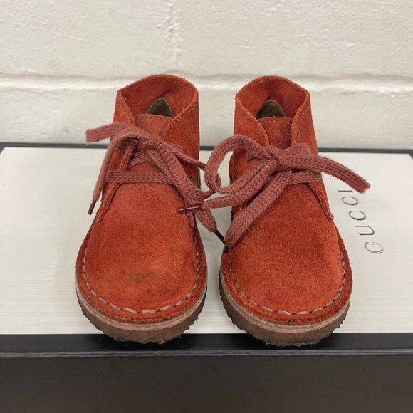 Crewcuts Chukka Boots Orange Suede Leather Lace Up Toddler Size 7 Made In Italy - Picture 1 of 9